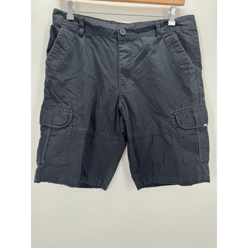 Ecko Unltd Cargo Shorts Mens 34 Black Ripstop‎ Streetwear Utility